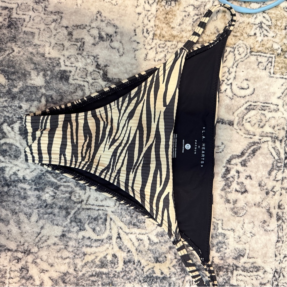 La Hearts Black and Cream Zebra Bikini Bottom